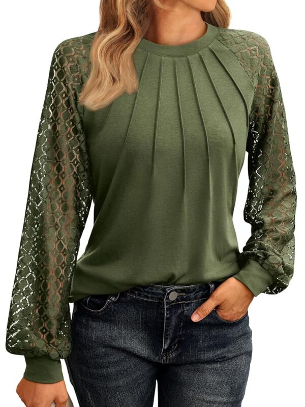 AUTOMET Womens Long Sleeve Shirts Lace Tops Business Casual Fall Fashion Outfits Clothes Knitted Y2k Blouses