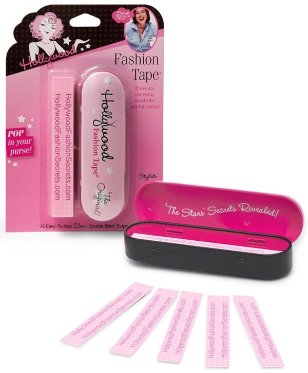 Hollywood Fashion Secrets Fashion Tape Strips, Double Sided Tape for Clothes, Clear Adhesive Strips, Fabric Tape For Wardrobe Malfunctions, 36 ct